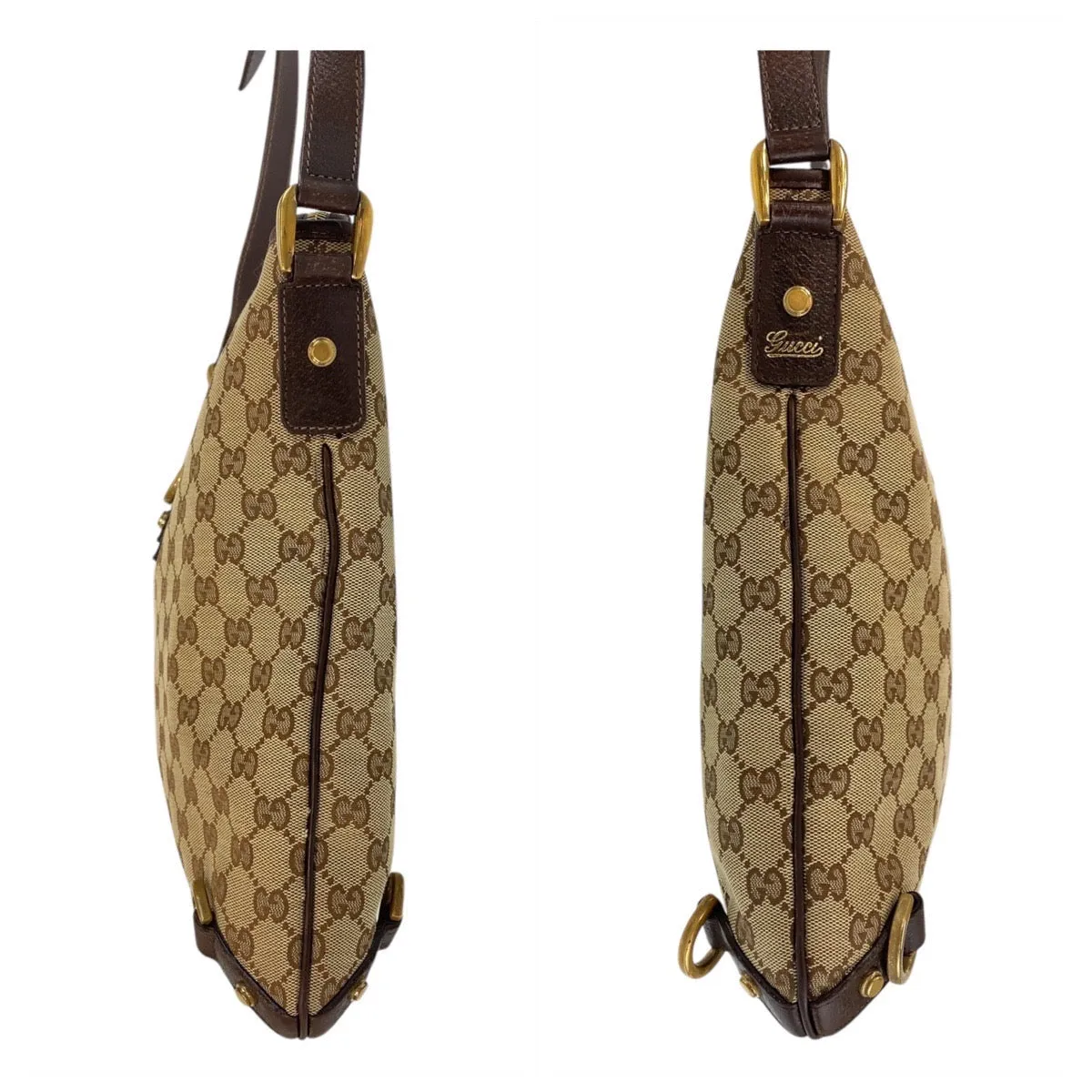 GUCCI Shoulder Bag 131326 GG canvas, leather Beige Brown Gold Metal Shoulder Bag Messenger bag Abbey Women Used