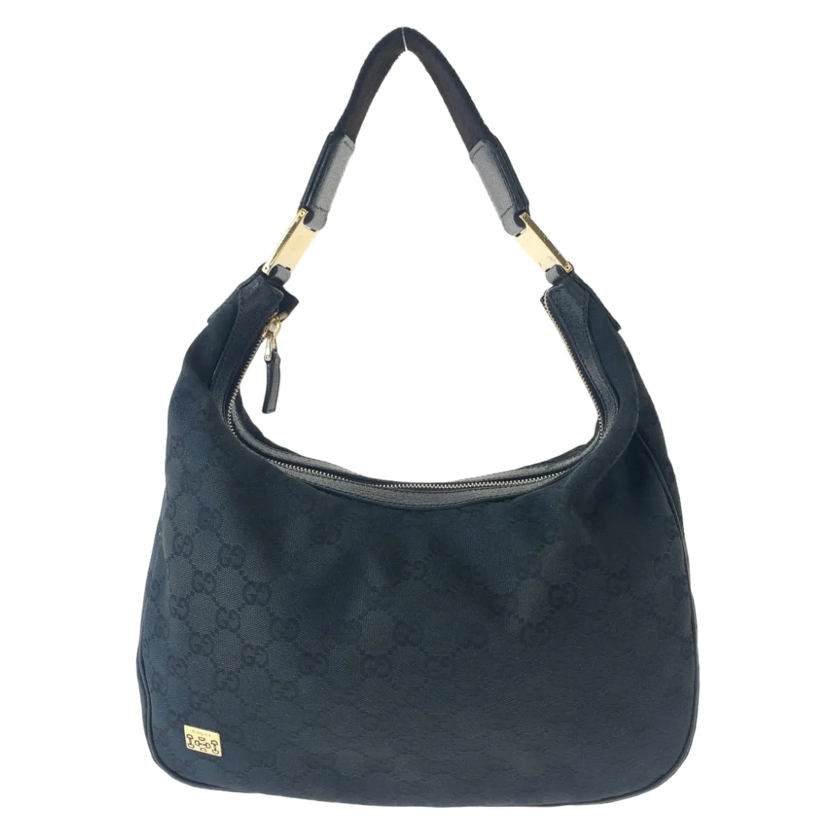GUCCI Shoulder Bag 145757 GG canvas Black Silver Metal Hobo One Shoulder Bag Hobo Women Used