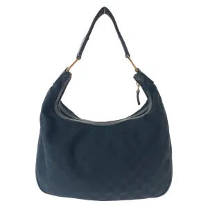 GUCCI Shoulder Bag 145757 GG canvas Black Silver Metal Hobo One Shoulder Bag Hobo Women Used