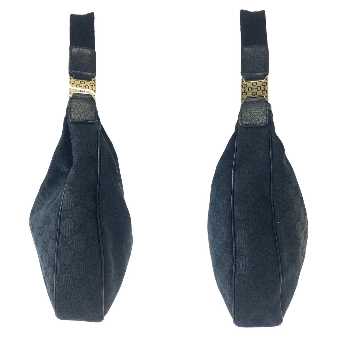GUCCI Shoulder Bag 145757 GG canvas Black Silver Metal Hobo One Shoulder Bag Hobo Women Used