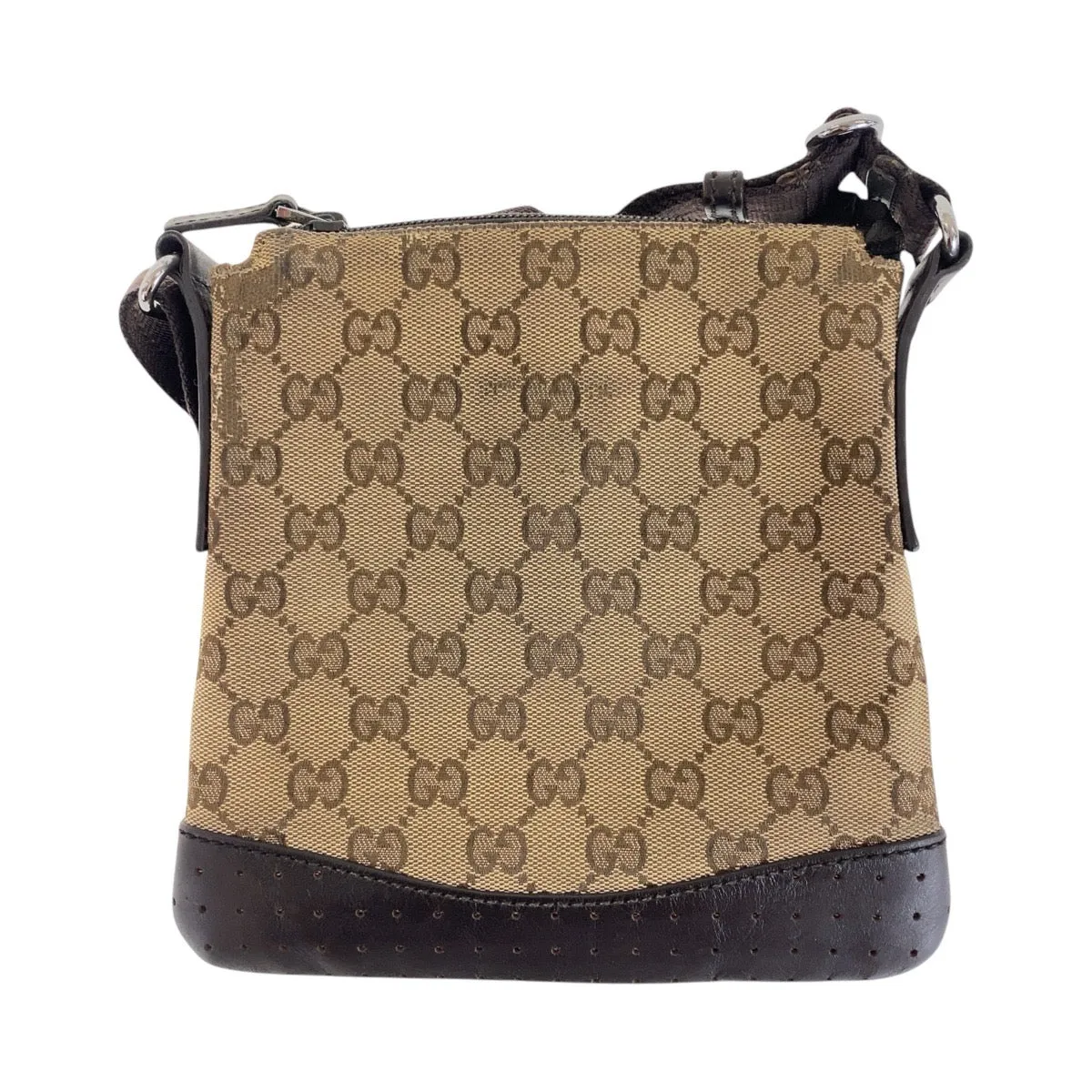 GUCCI Shoulder Bag 147671 GG canvas, leather Beige Brown SilverMetal Shoulder Bag pochette Women Used