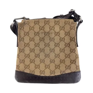 GUCCI Shoulder Bag 147671 GG canvas, leather Beige Brown SilverMetal Shoulder Bag pochette Women Used