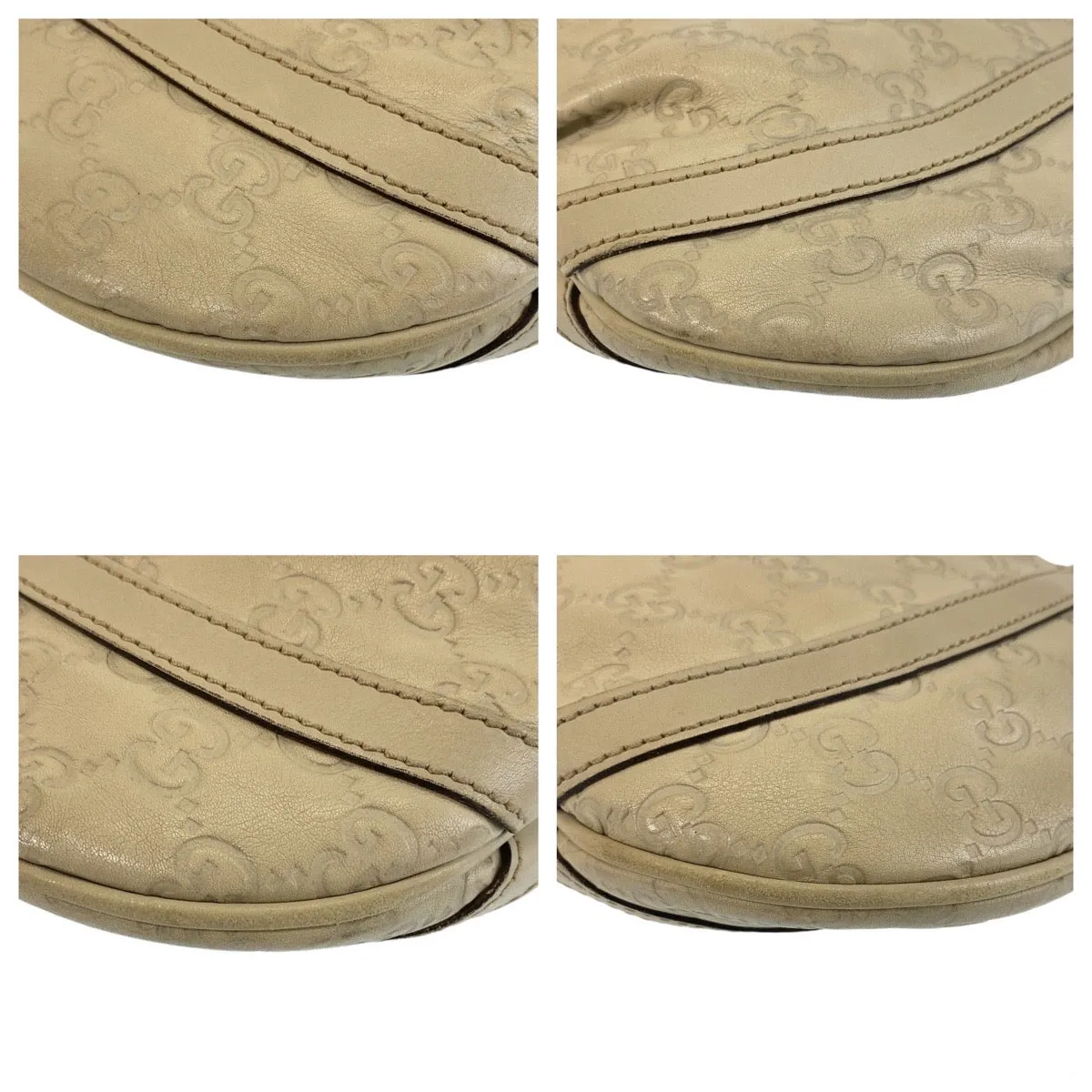 GUCCI Shoulder Bag 203257 leather Ivory White Gold Metal Crossbody Shoulder Bag Messenger Bag Abby Guccissima Women Used