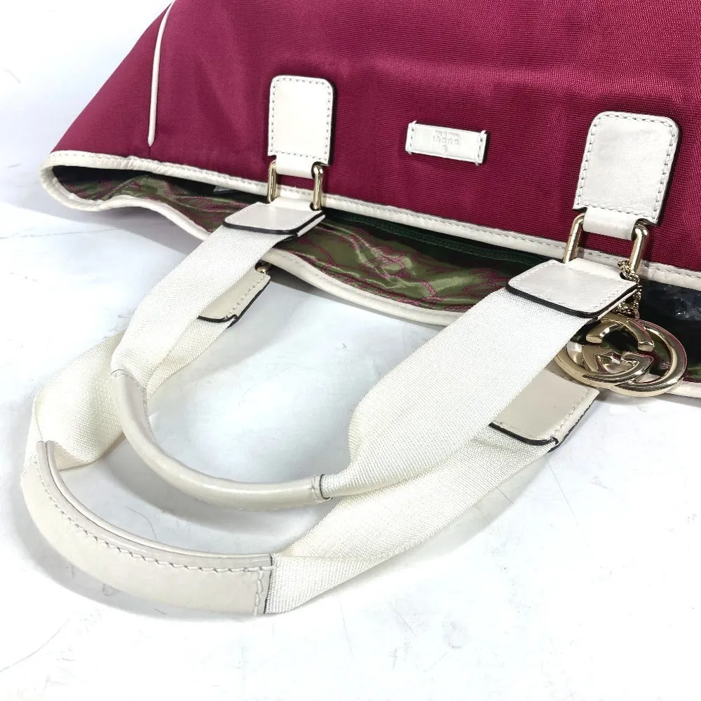 GUCCI Shoulder Bag 264216 Leather/nylon jacquard pink GG charm logo Women Used