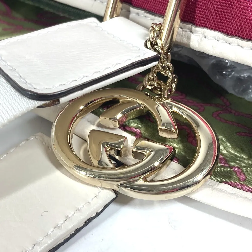 GUCCI Shoulder Bag 264216 Leather/nylon jacquard pink GG charm logo Women Used