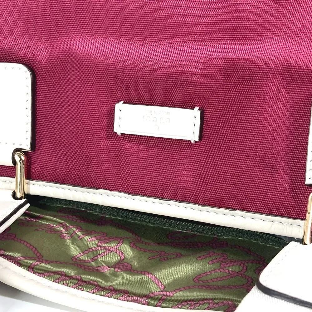 GUCCI Shoulder Bag 264216 Leather/nylon jacquard pink GG charm logo Women Used