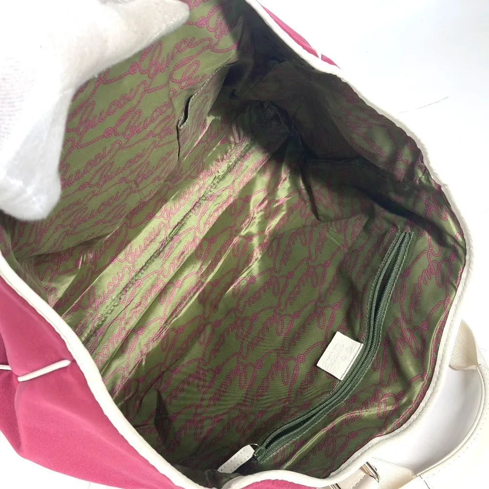 GUCCI Shoulder Bag 264216 Leather/nylon jacquard pink GG charm logo Women Used
