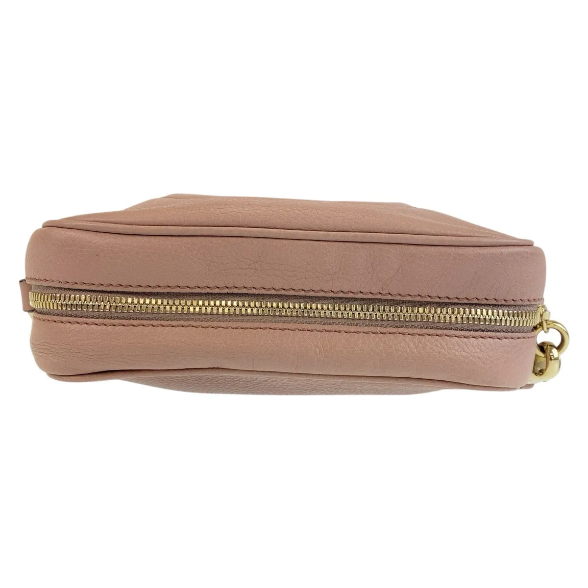 GUCCI Shoulder Bag 303364 leather Pink Beige Gold Metal Shoulder Bag pochette Soho Women Used