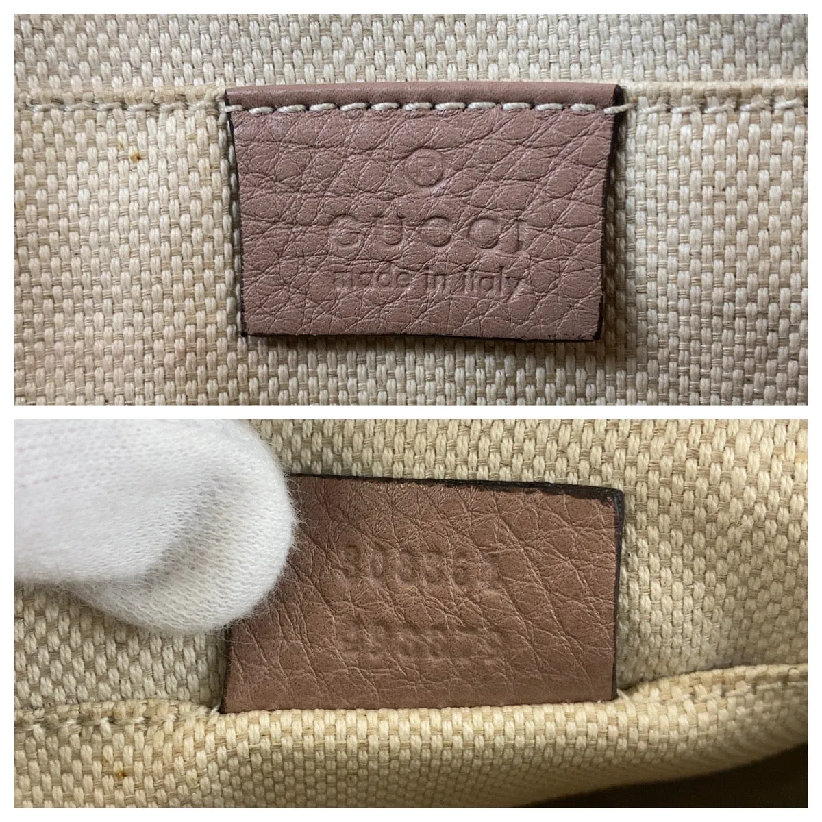 GUCCI Shoulder Bag 303364 leather Pink Beige Gold Metal Shoulder Bag pochette Soho Women Used