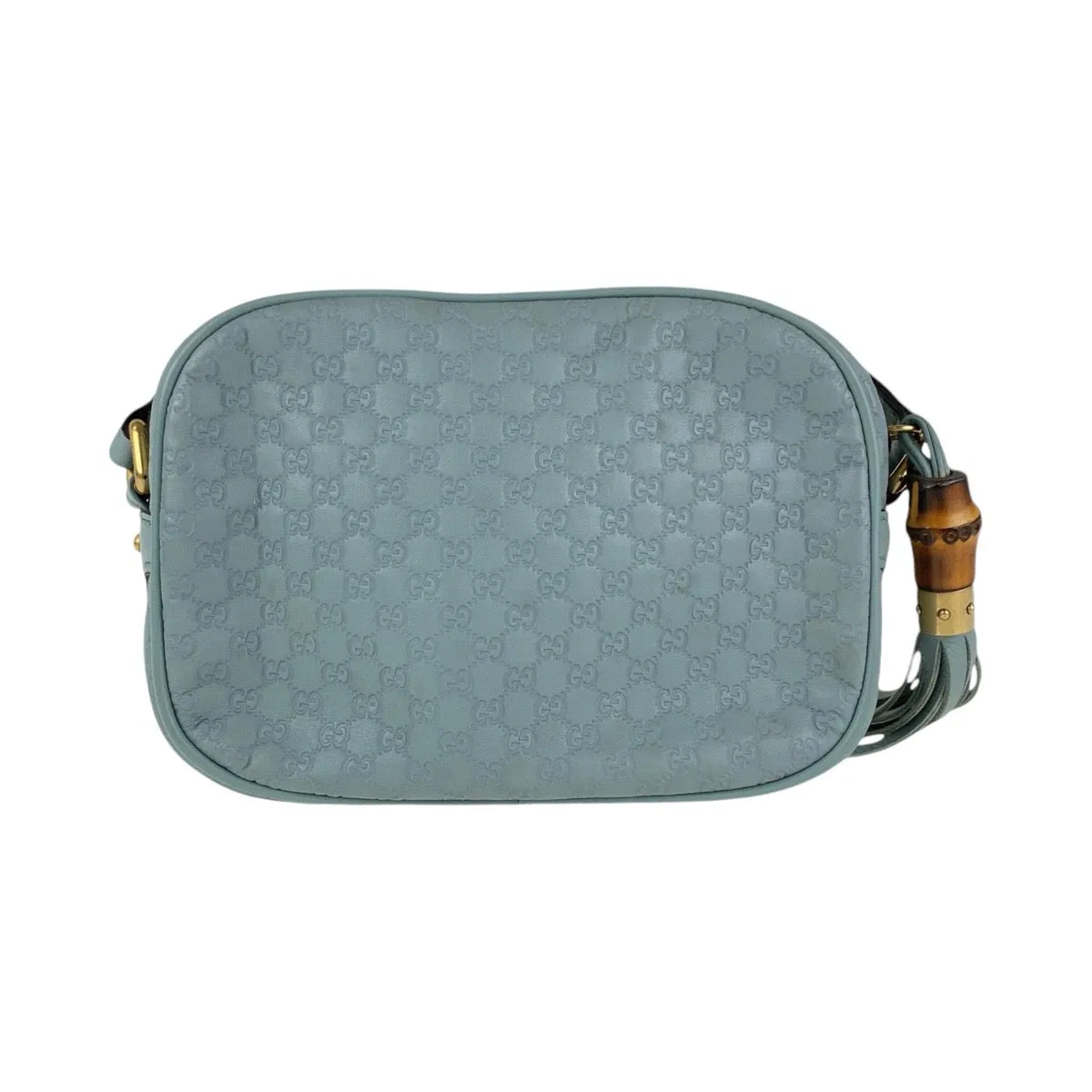 GUCCI Shoulder Bag 309538 leather Blue GoldMetal Crossbody Shoulder Bag Pochette Micro Guccissima Bamboo Women Used