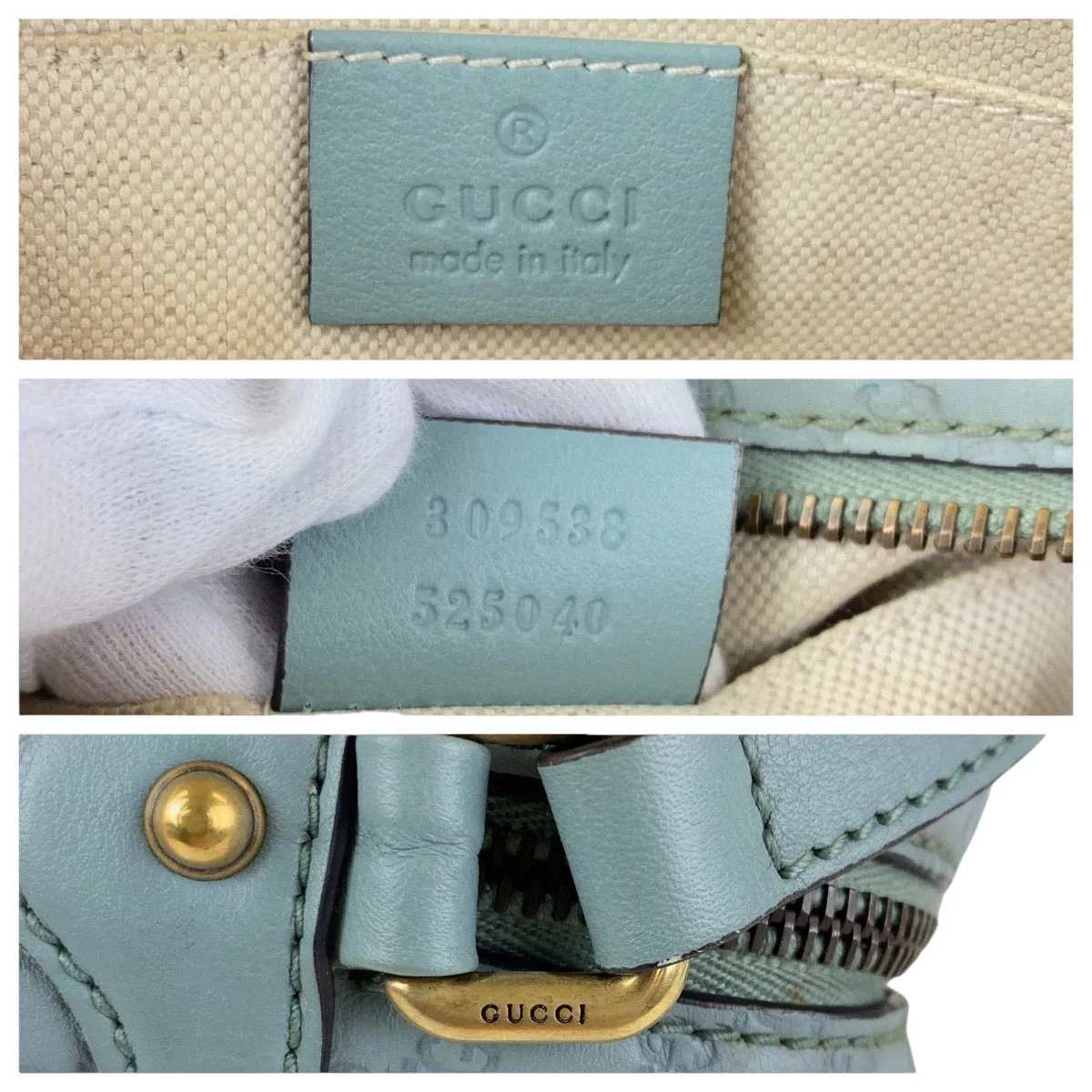 GUCCI Shoulder Bag 309538 leather Blue GoldMetal Crossbody Shoulder Bag Pochette Micro Guccissima Bamboo Women Used