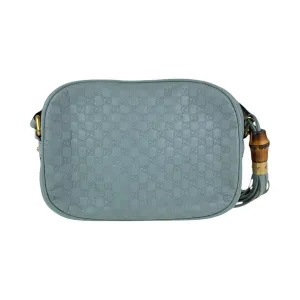 GUCCI Shoulder Bag 309538 leather Blue GoldMetal Crossbody Shoulder Bag Pochette Micro Guccissima Bamboo Women Used