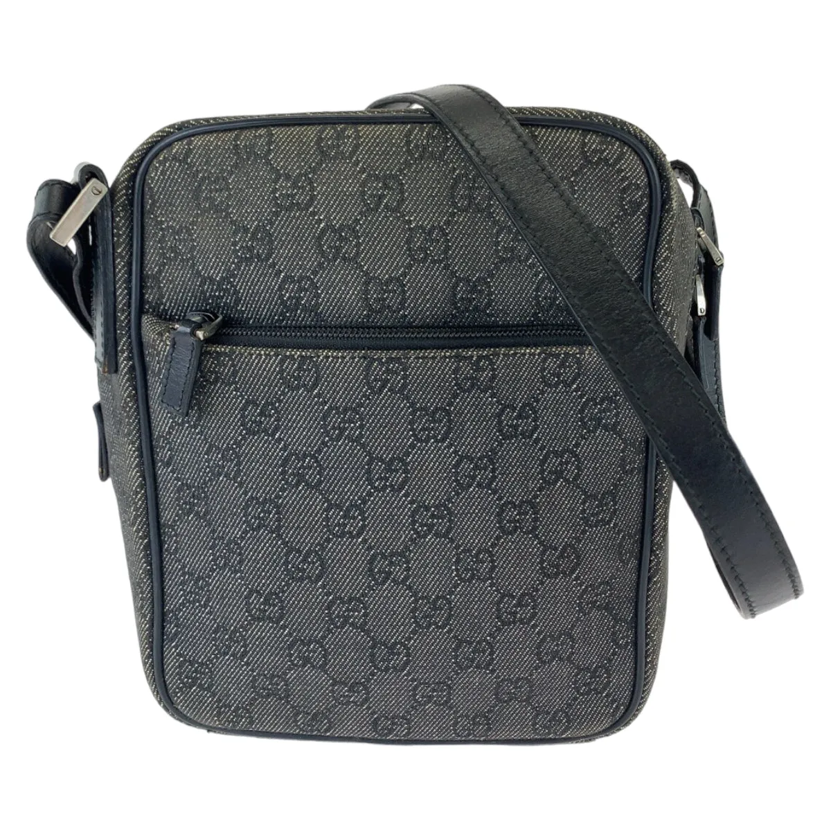 GUCCI Shoulder Bag 3136 GG canvas Grey Black SilverMetal Crossbody Shoulder Bag Pochette Women Used