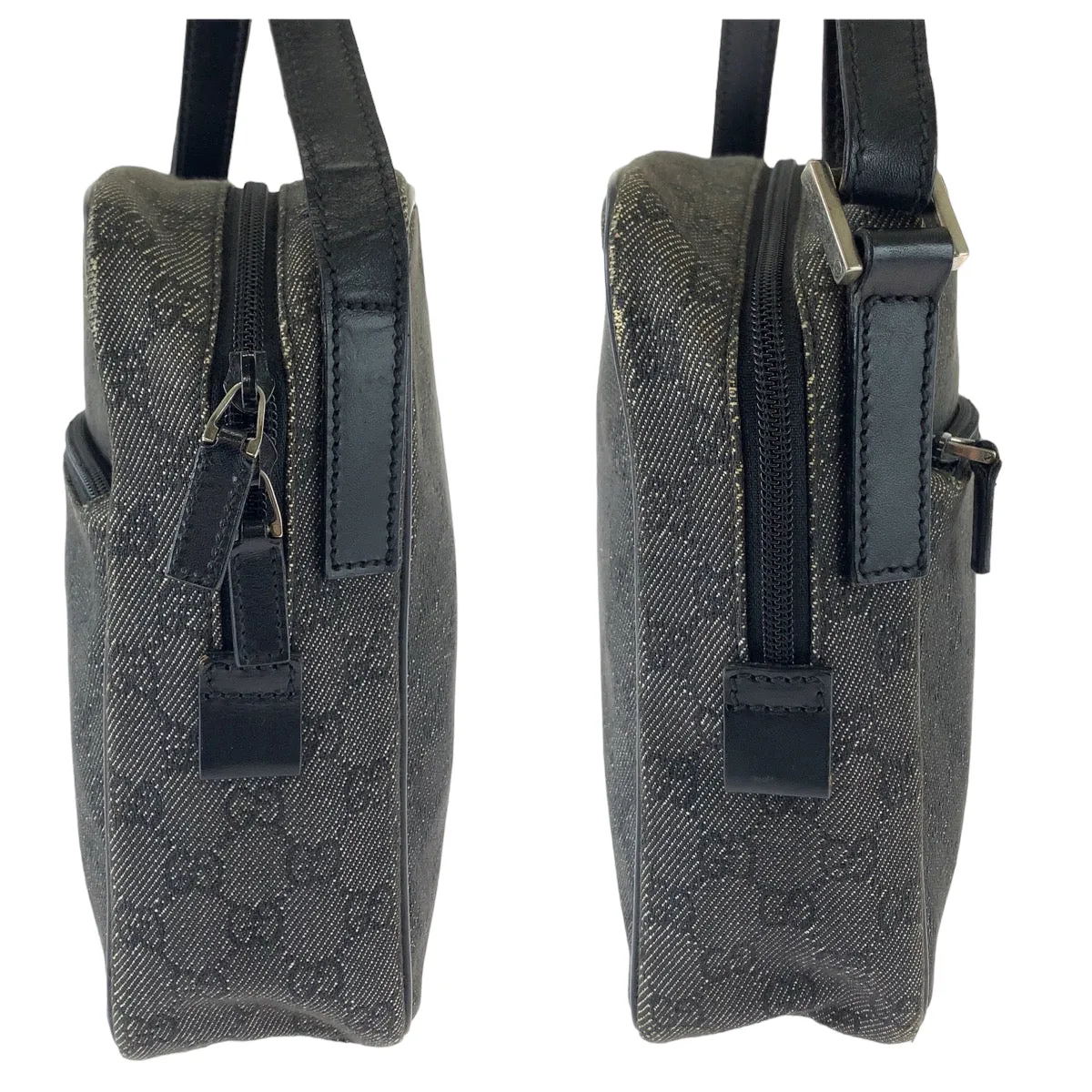 GUCCI Shoulder Bag 3136 GG canvas Grey Black SilverMetal Crossbody Shoulder Bag Pochette Women Used