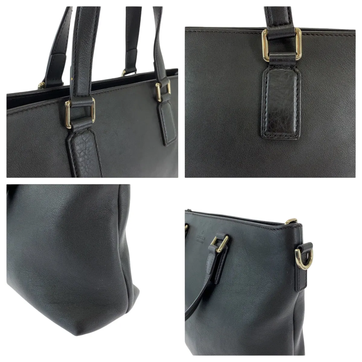 GUCCI Shoulder Bag 365346 leather Black SilverMetal Shoulder Bag Handbag 2way Bamboo Tassel Women Used