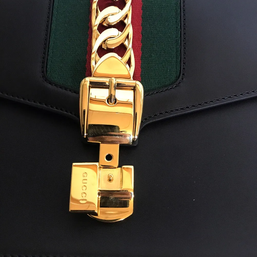 GUCCI Shoulder Bag 421882 leather black Silvi Small