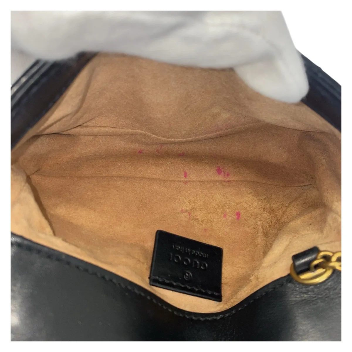 GUCCI Shoulder Bag 476433 leather Black GoldMetal GG Marmont