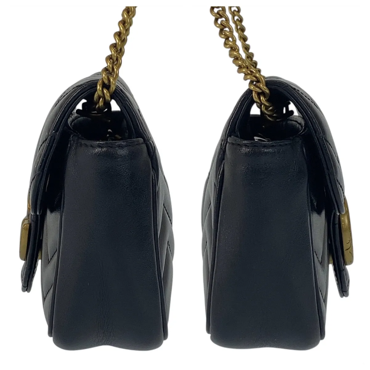GUCCI Shoulder Bag 476433 leather Black GoldMetal GG Marmont