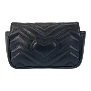 GUCCI Shoulder Bag 476433 leather Black GoldMetal GG Marmont