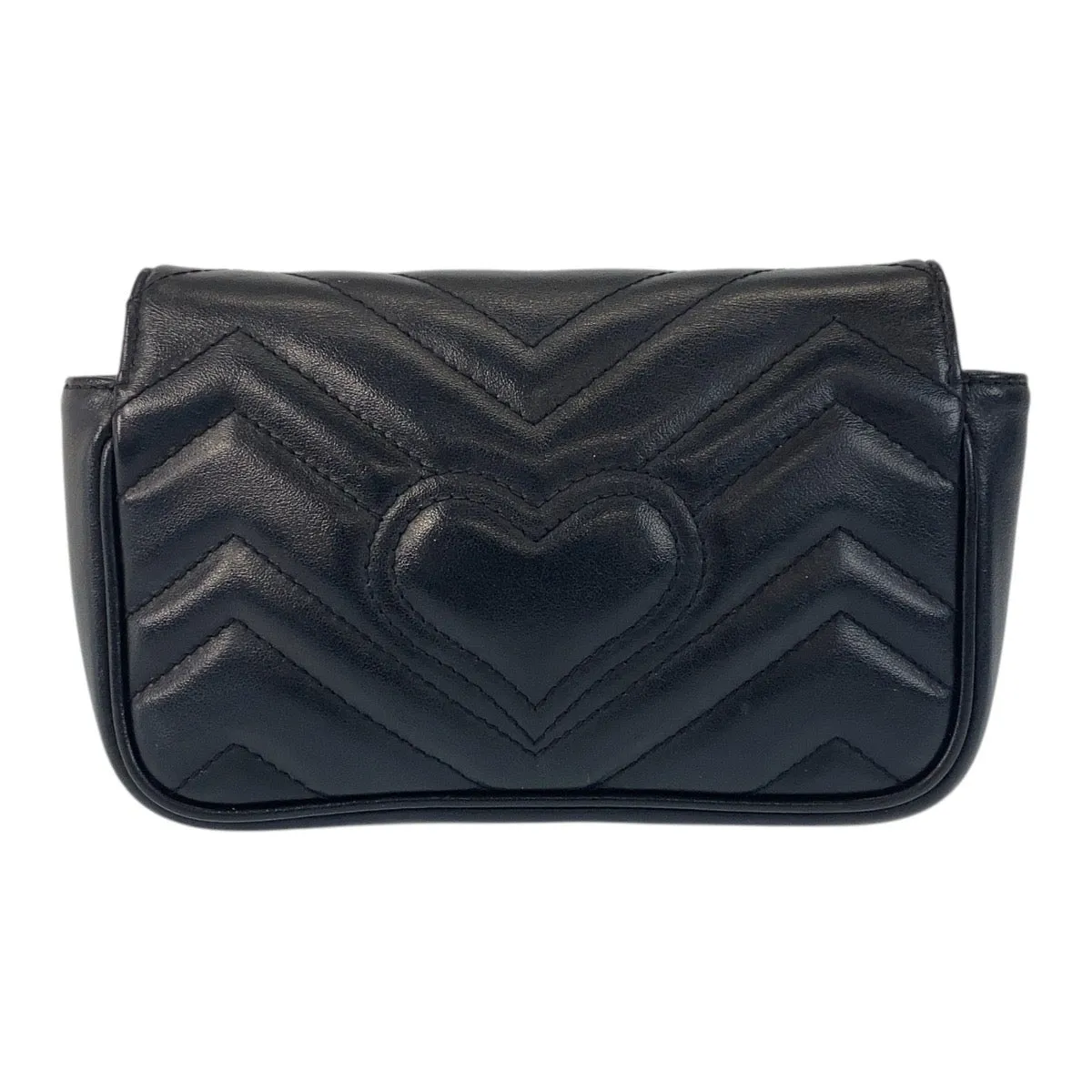 GUCCI Shoulder Bag 476433 leather Black GoldMetal GG Marmont