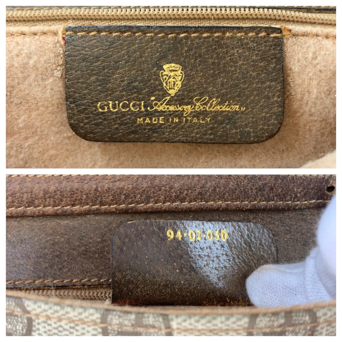 GUCCI Shoulder Bag 94 02 050 GG Supreme canvas, leather Brown Gold Metal Shoulder Bag pochette Old Gucci Women Used