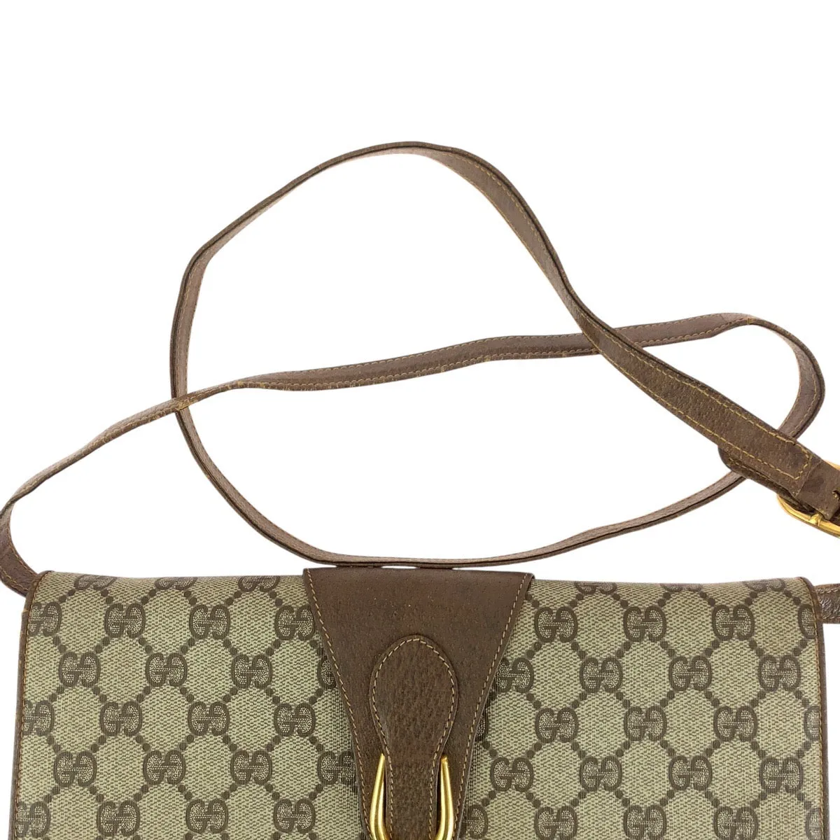GUCCI Shoulder Bag 94 02 050 GG Supreme canvas, leather Brown Gold Metal Shoulder Bag pochette Old Gucci Women Used