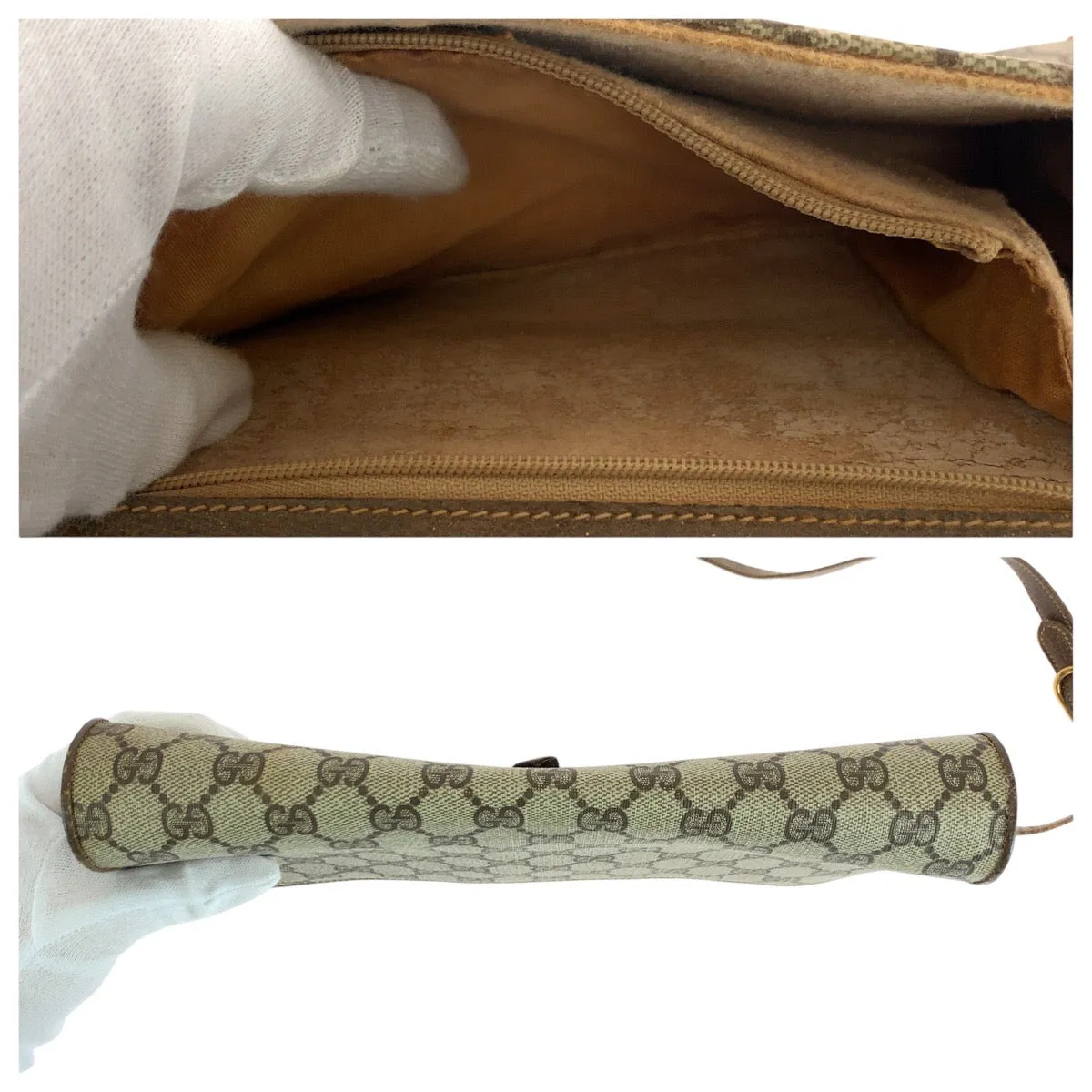 GUCCI Shoulder Bag 94 02 050 GG Supreme canvas, leather Brown Gold Metal Shoulder Bag pochette Old Gucci Women Used
