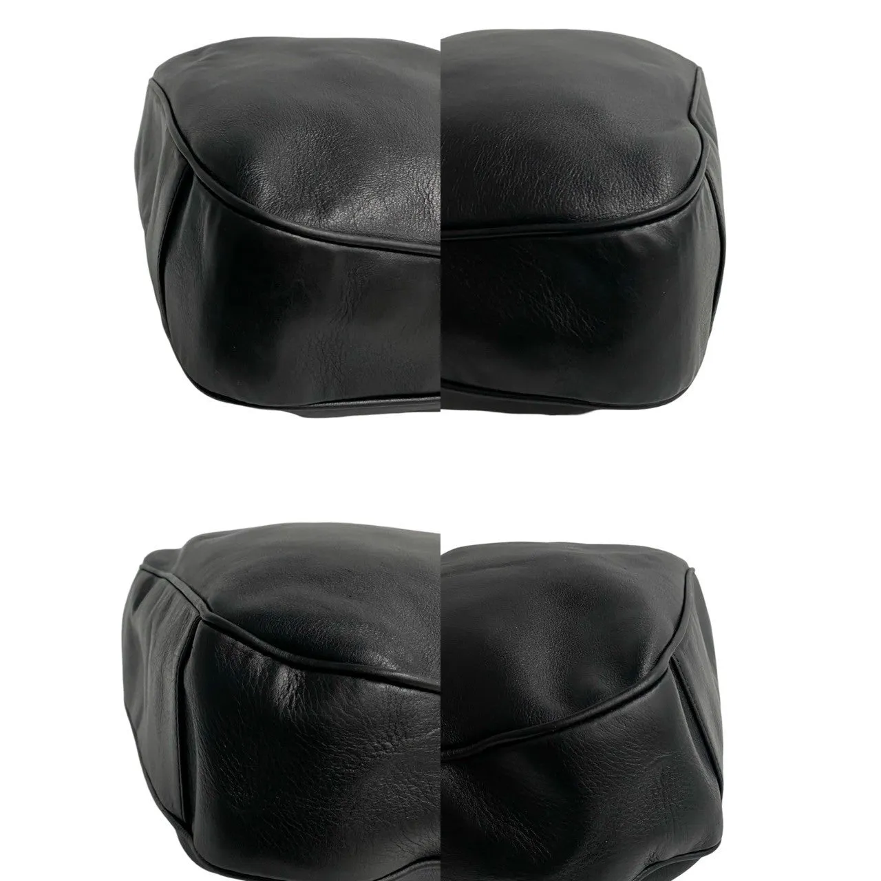 GUCCI Shoulder Bag leather black Bamboo