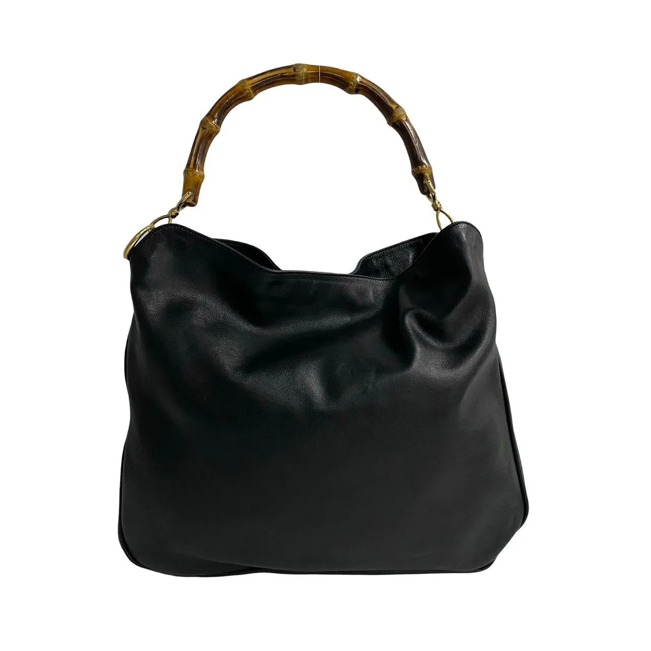 GUCCI Shoulder Bag leather black Bamboo