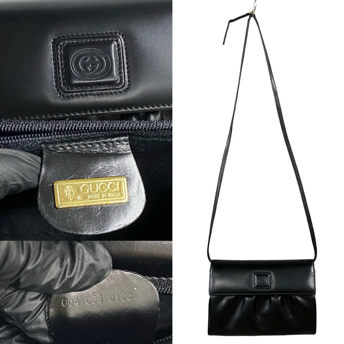 GUCCI Shoulder Bag leather black