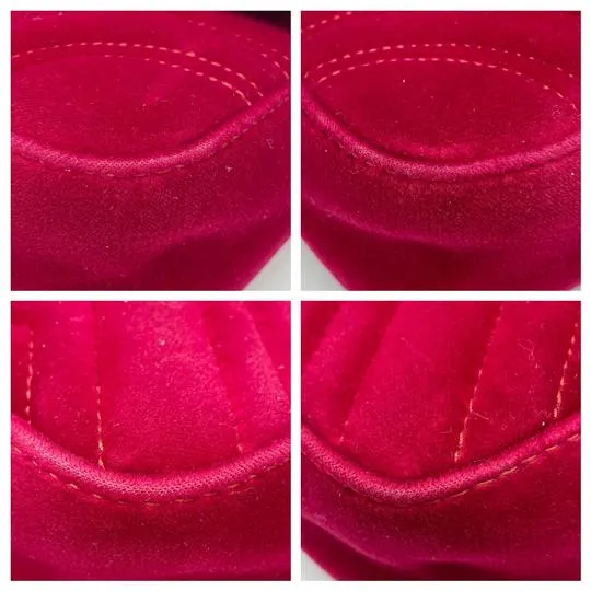 Gucci Shoulder Marmont Gg Mini Quilted Red Chevron Velvet Cross Body Bag