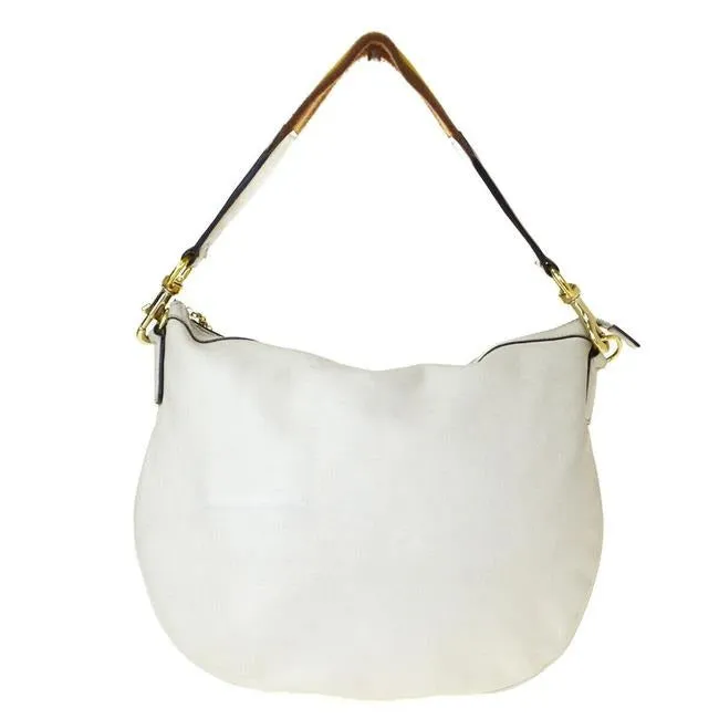 Gucci Shoulder Xl W Style Sherry Striped Strap White Leather Hobo Bag