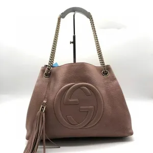 Gucci Soho Rose Beige Leather Chain Shoulder Bag Large