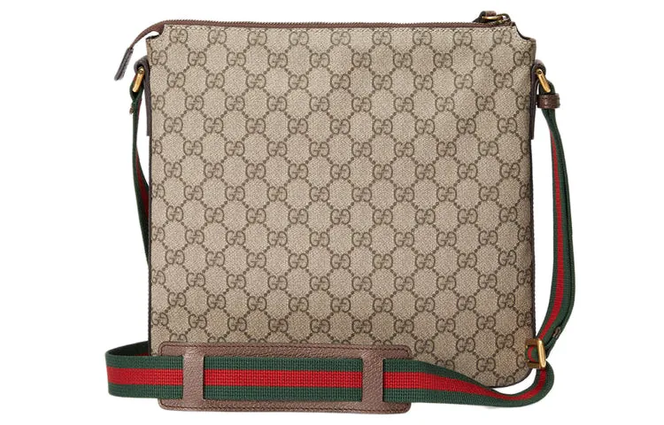 GUCCI Tiger Head Embroidered Stripe Webbing Canvas Shoulder Messenger Bag / Multicolor Unisex 406408-K9RNT-8967
