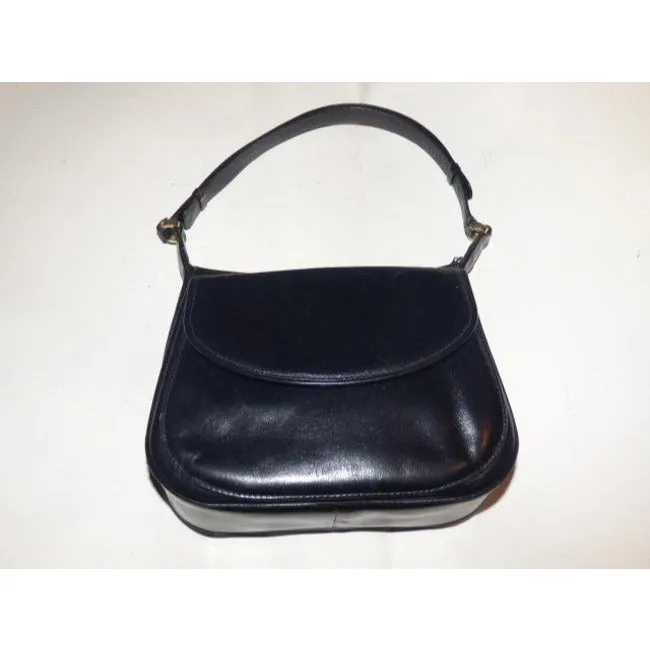 Gucci Top Handle Kelly Style Midnight Blue Black Leather Shoulder Bag