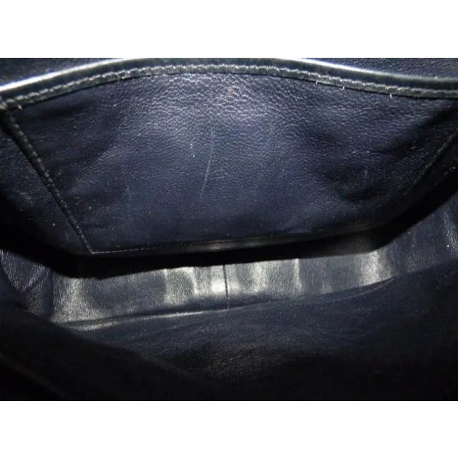 Gucci Top Handle Kelly Style Midnight Blue Black Leather Shoulder Bag