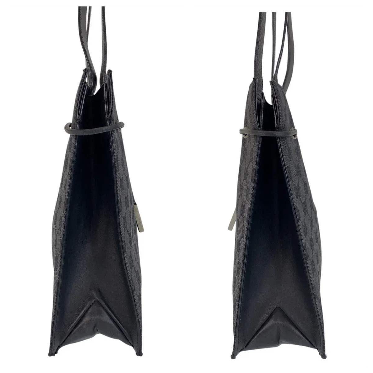 GUCCI Tote Bag 002 1053 GG canvas, leather Black SilverMetal Tote Bag Shoulder Bag Women Used