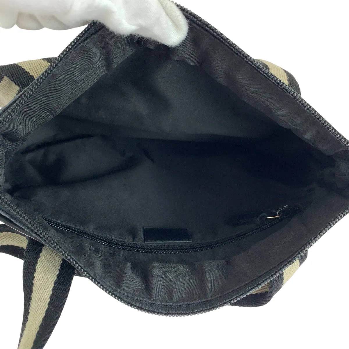 GUCCI Tote Bag 019 0402 GG canvas Black Beige SilverMetal Tote Bag Shoulder Bag Women Used