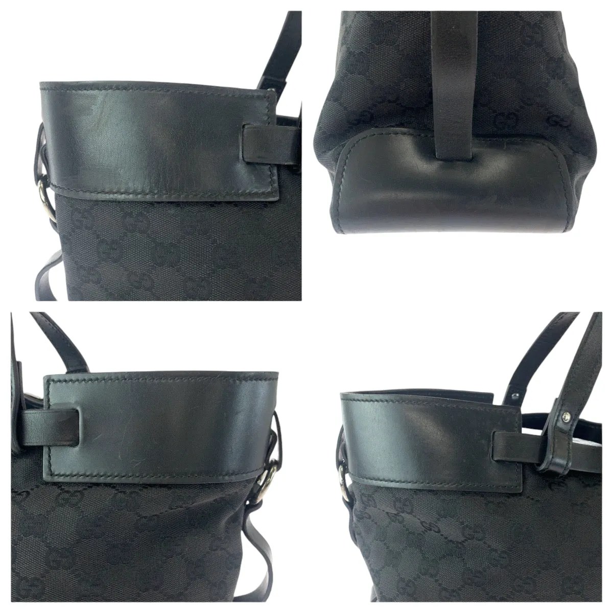 GUCCI Tote Bag 106251 GG canvas Black SilverMetal Tote Bag Shoulder Bag Women Used