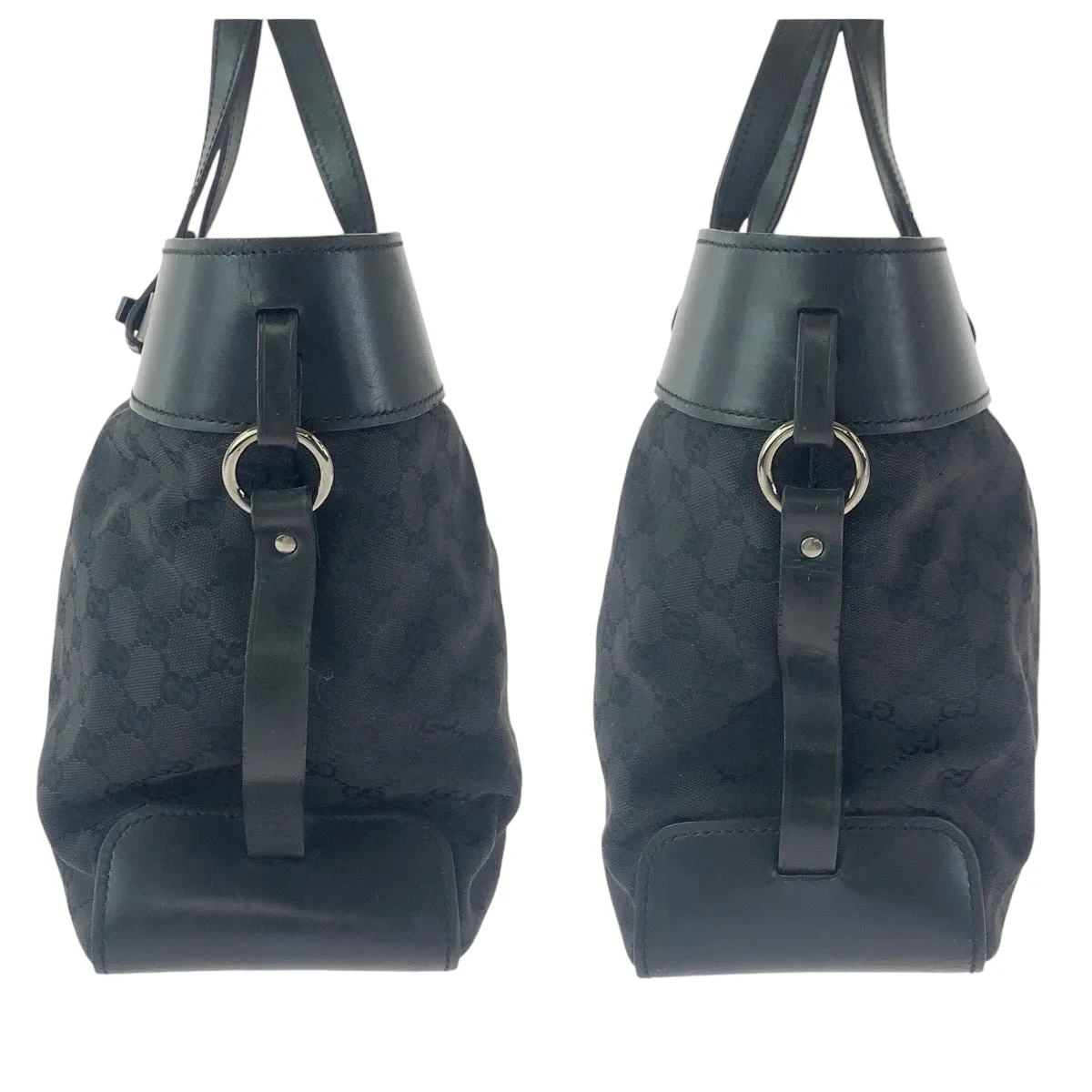 GUCCI Tote Bag 106251 GG canvas Black SilverMetal Tote Bag Shoulder Bag Women Used