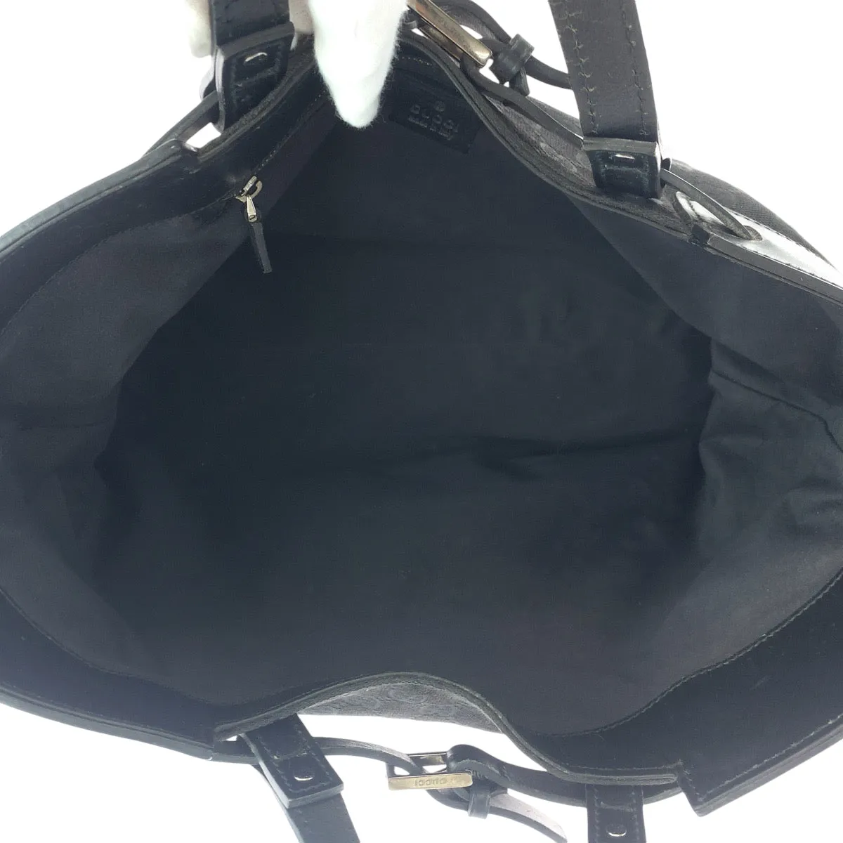 GUCCI Tote Bag 106251 GG canvas Black SilverMetal Tote Bag Shoulder Bag Women Used