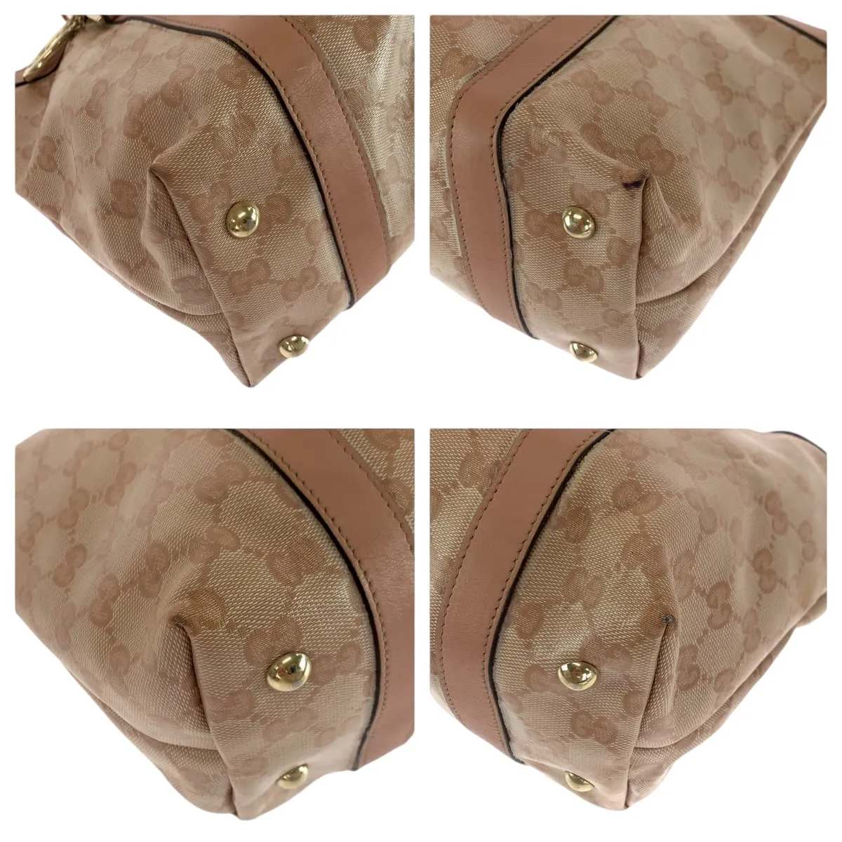 GUCCI Tote Bag 141470 PVC Pink Gold Metal Tote Bag Shoulder Bag Guccisima Women Used