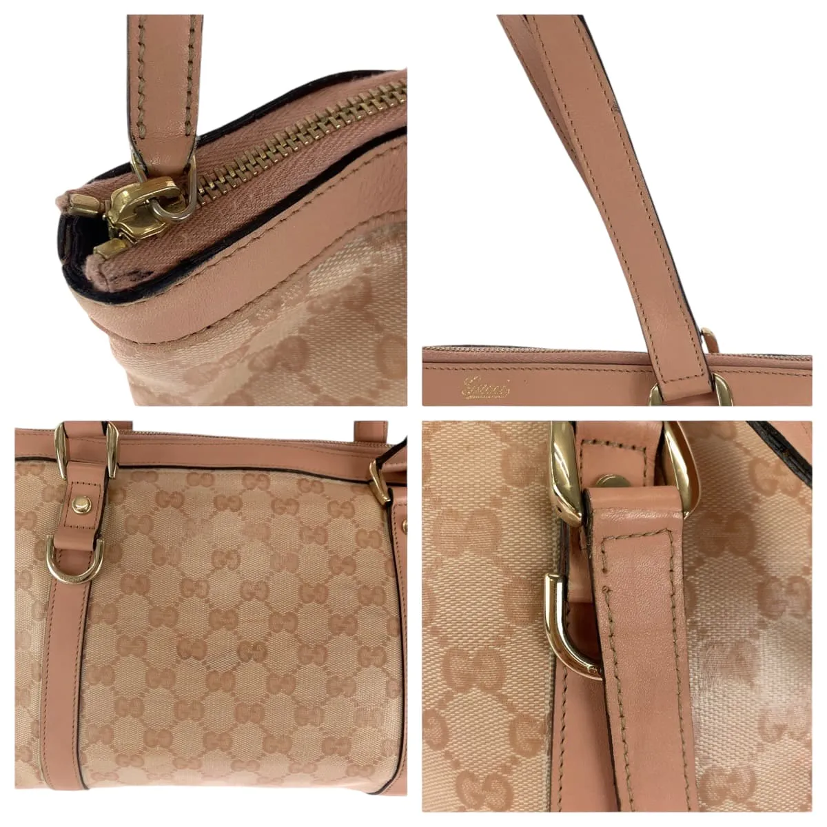 GUCCI Tote Bag 141470 PVC Pink Gold Metal Tote Bag Shoulder Bag Guccisima Women Used