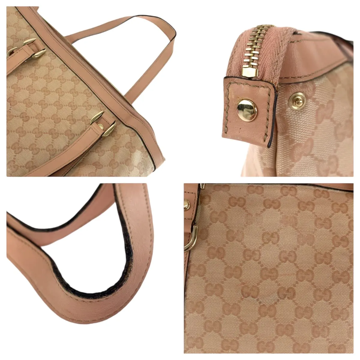 GUCCI Tote Bag 141470 PVC Pink Gold Metal Tote Bag Shoulder Bag Guccisima Women Used
