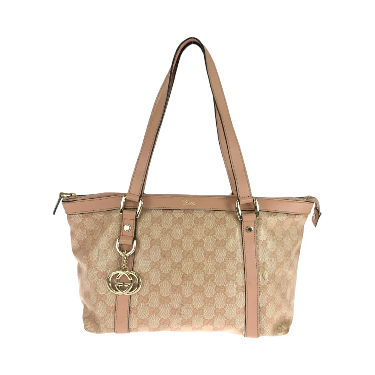 GUCCI Tote Bag 141470 PVC Pink Gold Metal Tote Bag Shoulder Bag Guccisima Women Used
