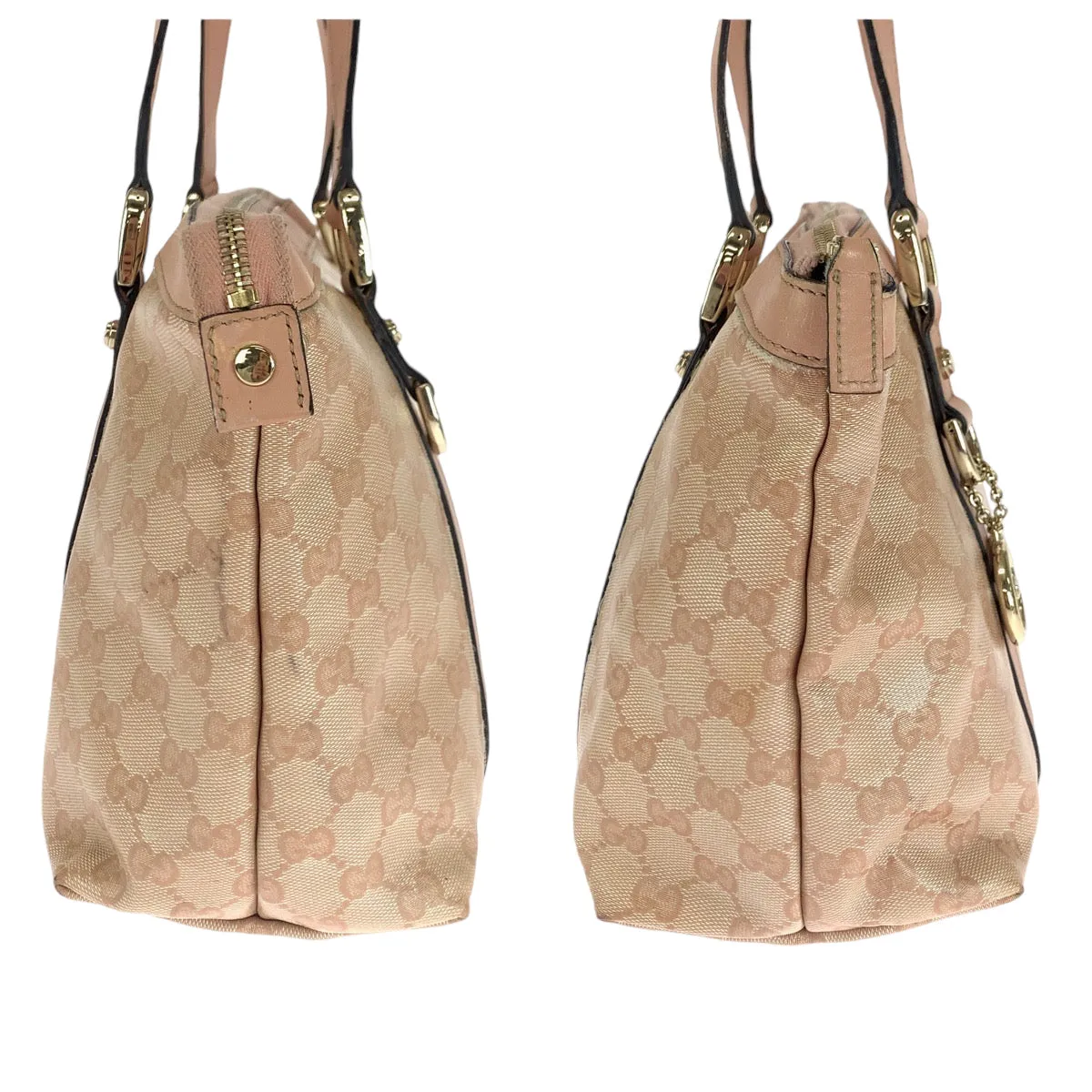 GUCCI Tote Bag 141470 PVC Pink Gold Metal Tote Bag Shoulder Bag Guccisima Women Used