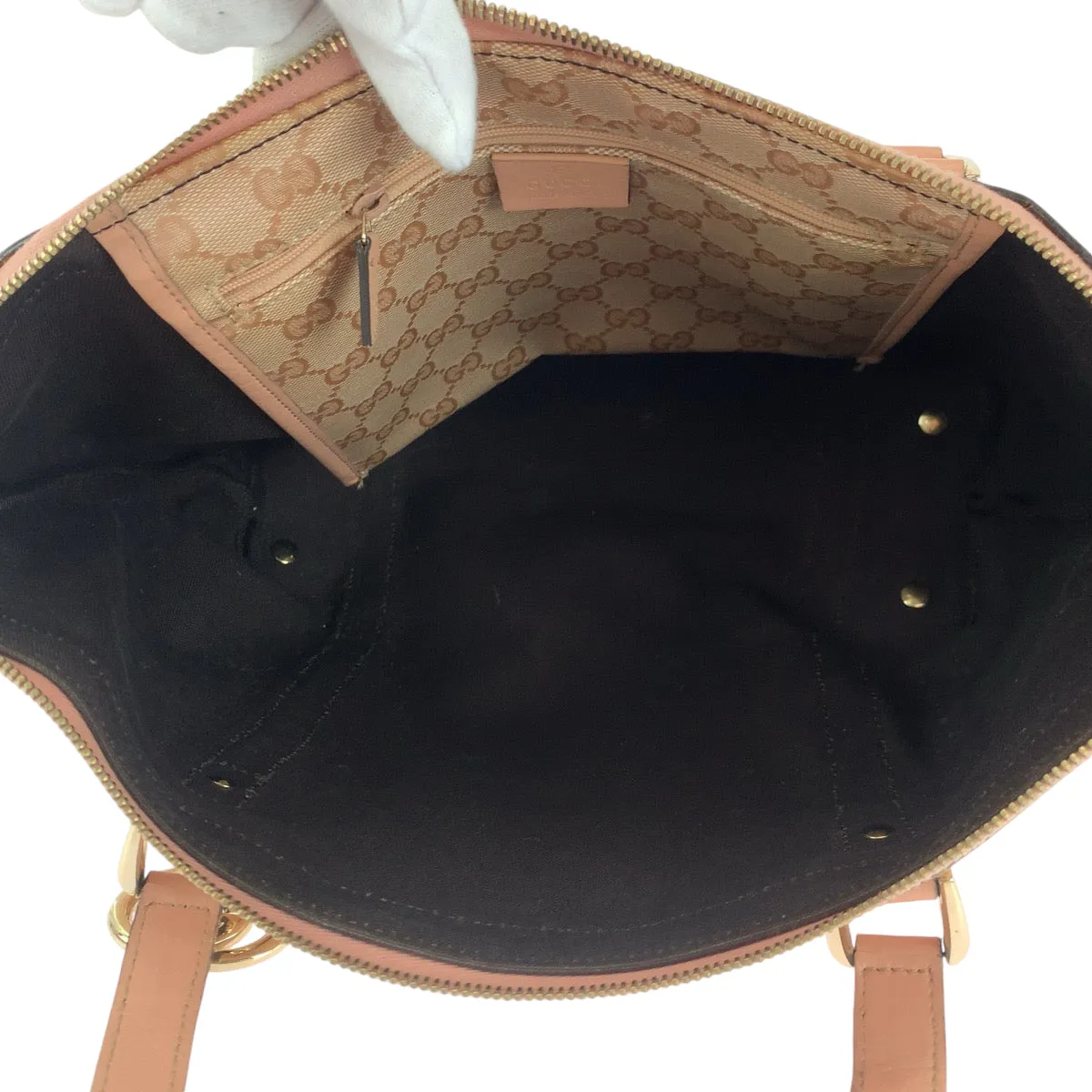 GUCCI Tote Bag 141470 PVC Pink Gold Metal Tote Bag Shoulder Bag Guccisima Women Used