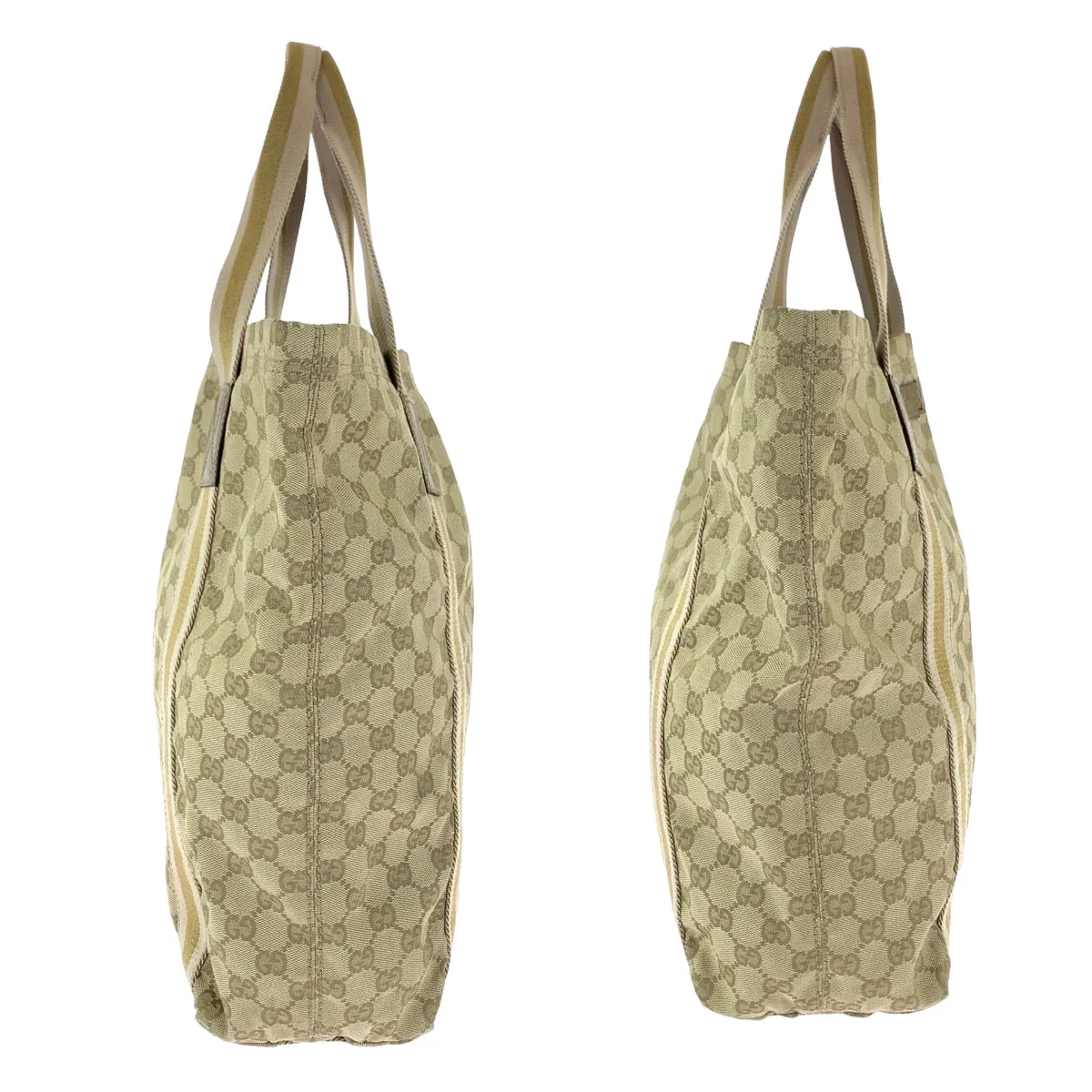 GUCCI Tote Bag 189669 GG canvas Beige gold Tote Bag Shoulder Bag Sherry line Women Used