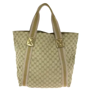 GUCCI Tote Bag 189669 GG canvas Beige gold Tote Bag Shoulder Bag Sherry line Women Used