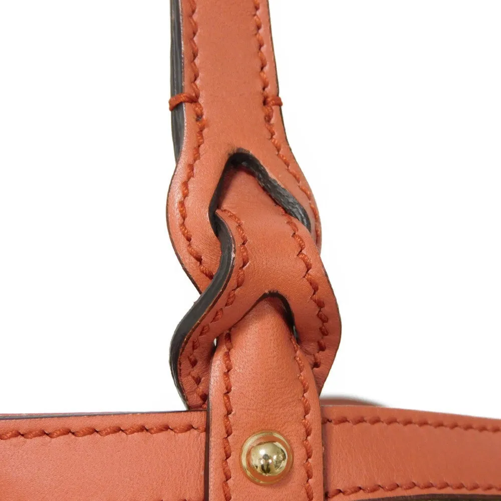 GUCCI Tote Bag 247209 linen natural Calfskin Terracotta Shoulder Bag logo Craft Medium Tote Women Used
